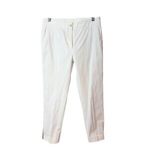 Etro Milano Cotton Stretch Trouser Cropped Cuffed Hem White EU 42 or US 6